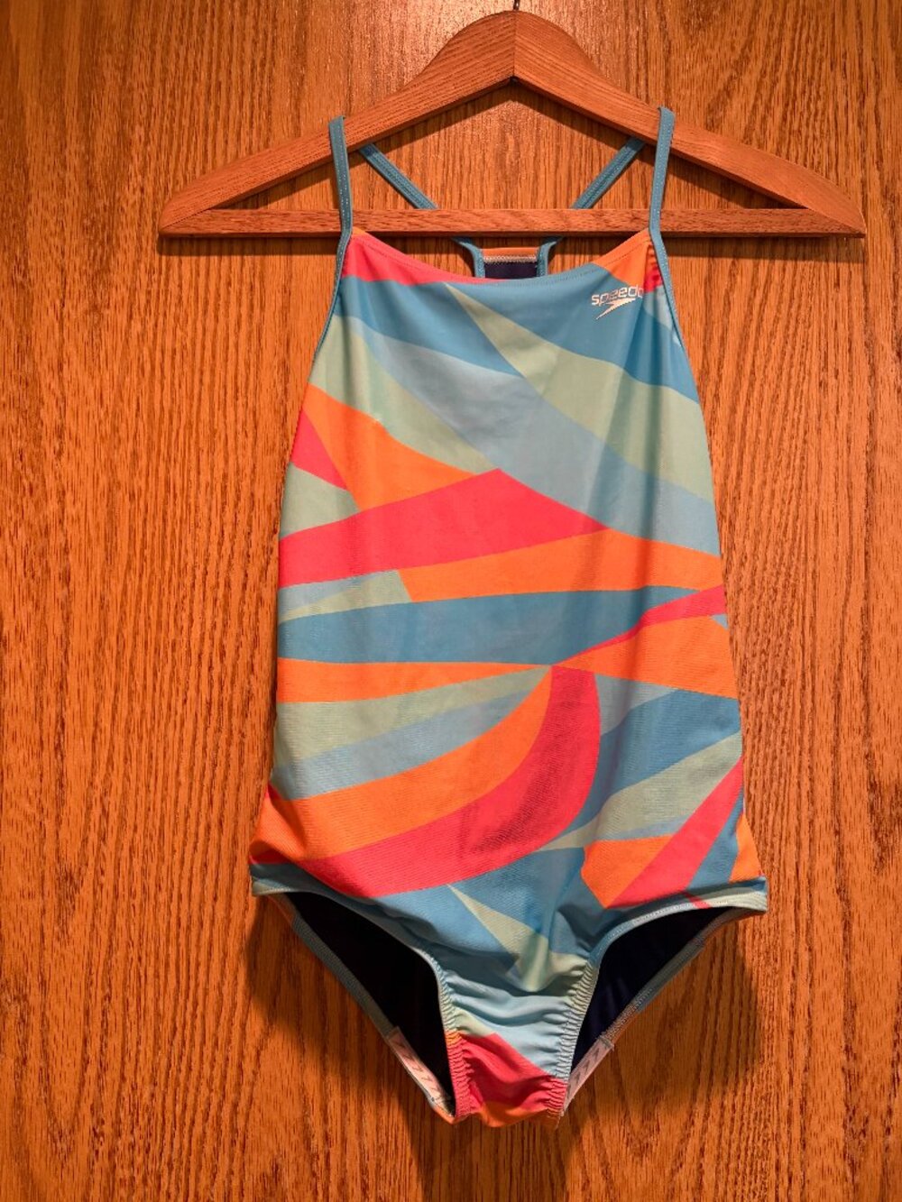 Speedo Girls XL 14/16 Geometric Crossback One-Piece Swimsuit